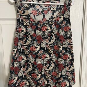 Torrid Red and White Tank Top with Floral Design